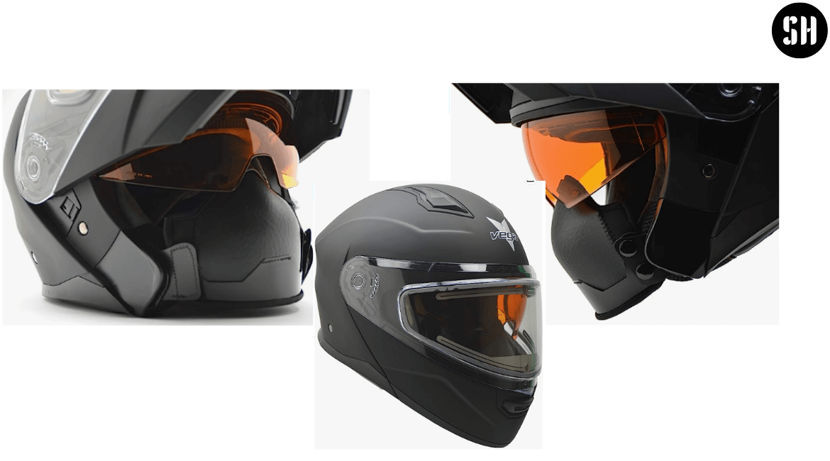 Vega heated snowmobile Helmets Caldera Unisex-Adult's Modular 30% Larger Shield and Sunshield