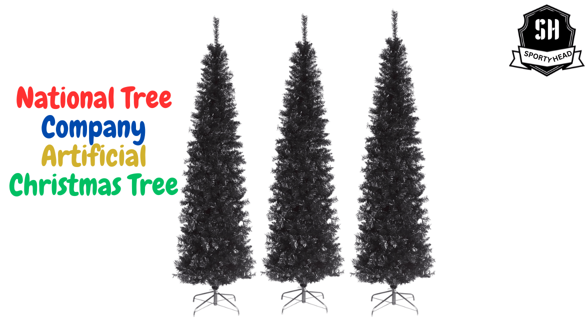 National Tree Company Artificial Christmas Tree, Black Tinsel, Includes Stand, 6 feet